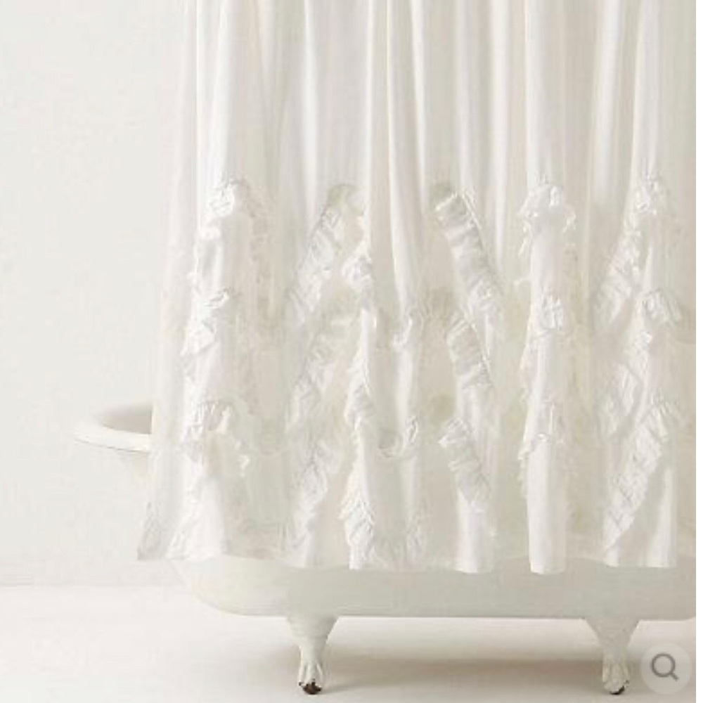 Anthropologie Waves of Ruffles Shower Curtain NWOT